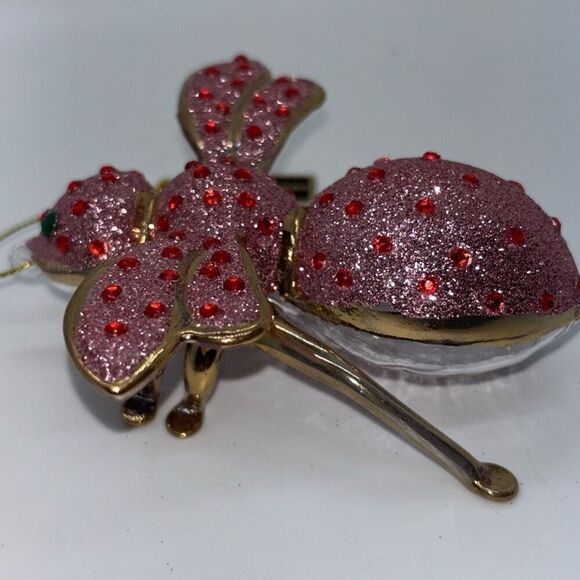 New in box Joan Rivers blown glass bee ornament pink XXV 2015 - Picture 5 of 8
